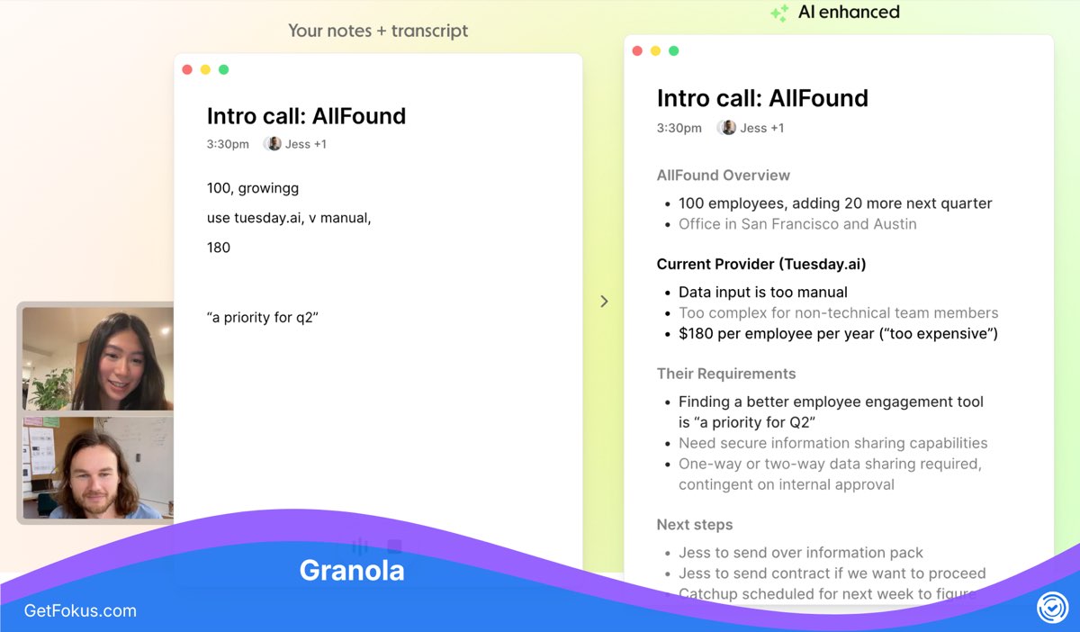 Granola meeting transcription interface